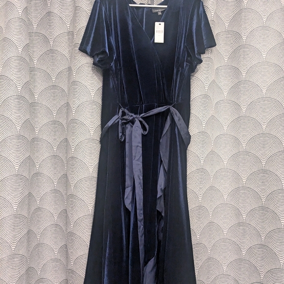 NWT Lane Bryant 22/24 Navy Faux Wrap Dress - Picture 2 of 8
